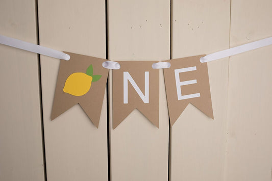 lemon themed one banner for a highchair 