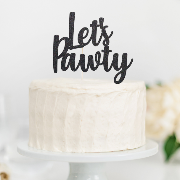 let's pawty cake topper - glitter paper scissors