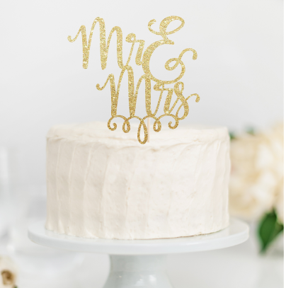 Mr & Mrs Script Cake Topper