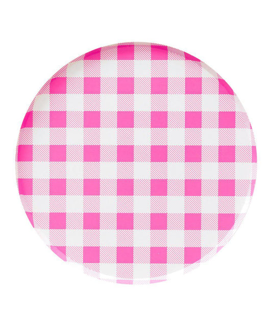 Neon Rose Gingham Dinner Plate