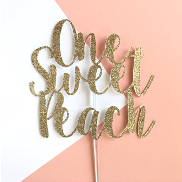 one sweet peach cake topper - glitter paper scissors