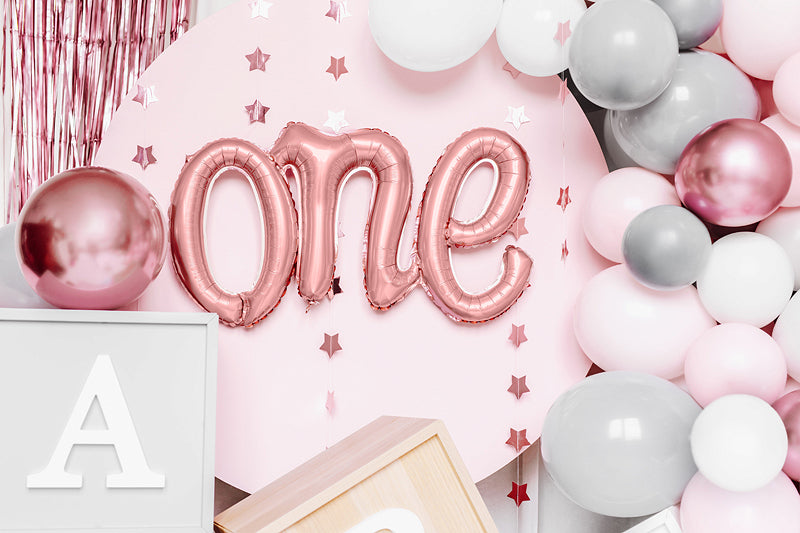 rose gold one balloon - glitter paper scissors