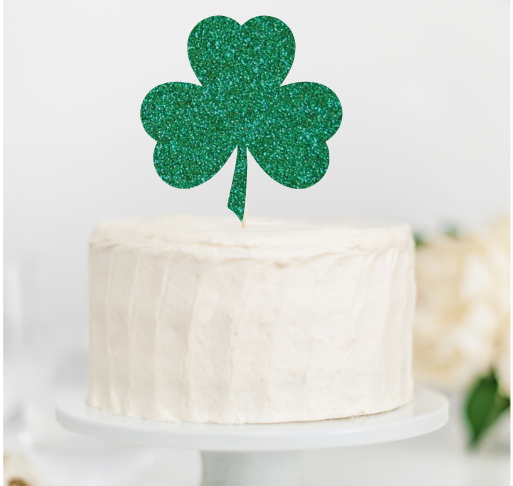 Green Glitter Shamrock Cake topper - Glitter Paper Scissors