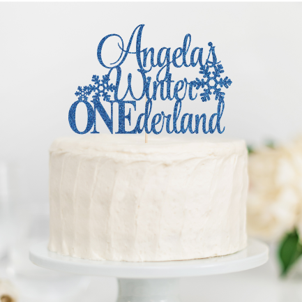 custom winter onederland cake topper - glitter paper scissors